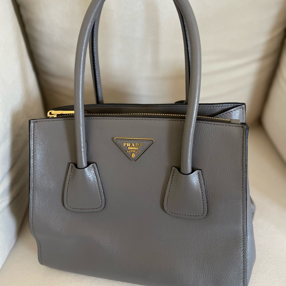 Prada Gray Satchel with Gold Hardware